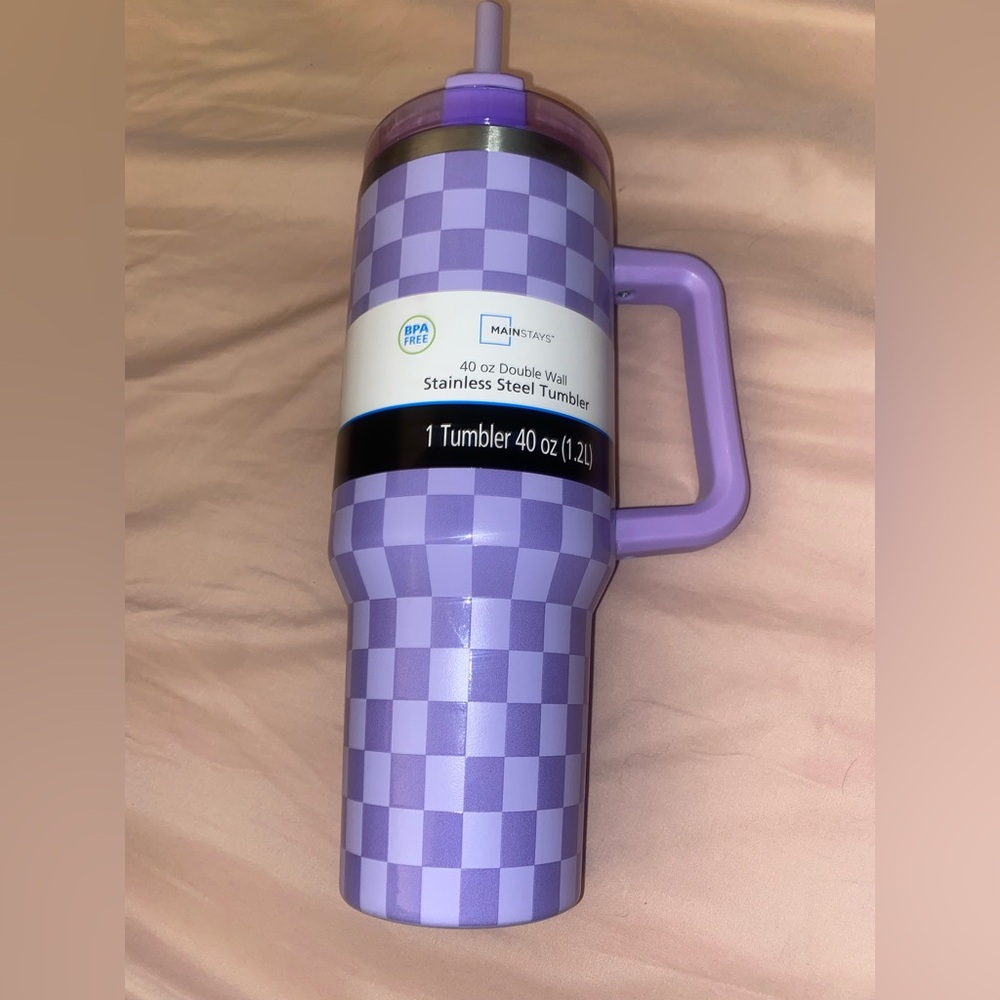 Stainless Steel Purple Checkered 40oz Tumbler